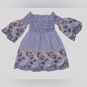Flying Tomato Bell Sleeve OTS Embroidered Floral Dress SZ S